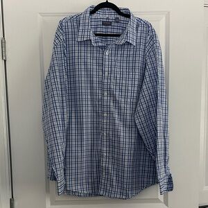 Van Heusen Men's Checkered Blue and White Shirt